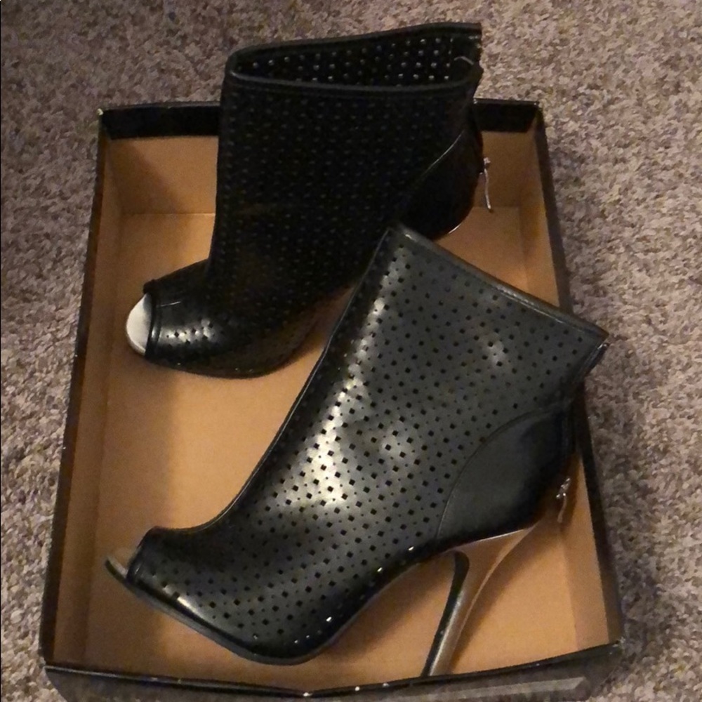 COPY - Black and Silver Open Toe Ankle Booties
